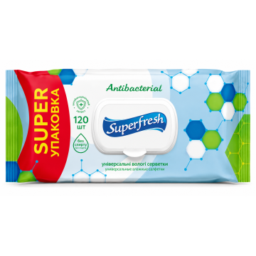 Вологі серветки Superfresh 120шт  клапаном