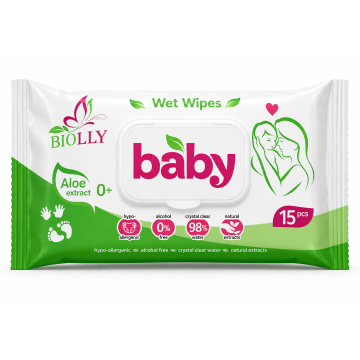 Вологі серветки для дітей 15шт Biolly