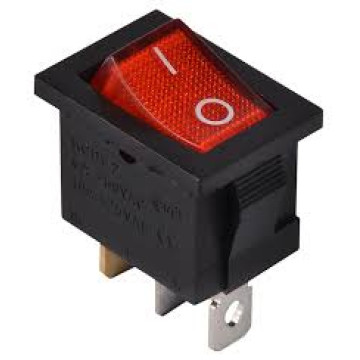 Перемикач KCD1-2-101NW R/B 220V 1 кл.вологоз. черв.з підсвіч.АСКО